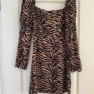 Zebra Print Long Sleeve Dress